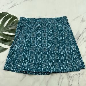 Rip Skirt Womens Wrap Size L Teal Blue Geometric Print Short Stretch Mini